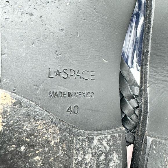 L Space Cabo Flat Leather Huarache Open Toe Sandals Black Size 40 Beach Boho - Picture 11 of 11